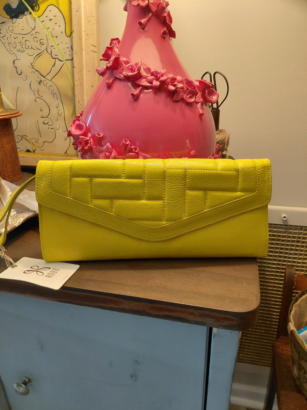Hobo Yellow Leather Wristlet/Clutch Wallet